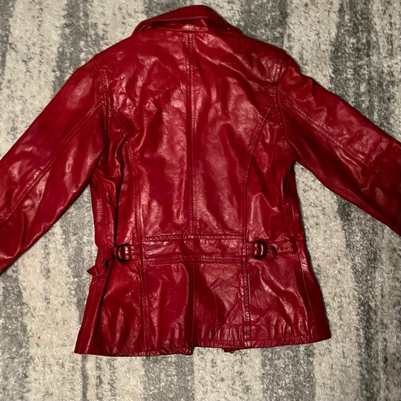 Red leather jacket size S - Picture 6 of 11